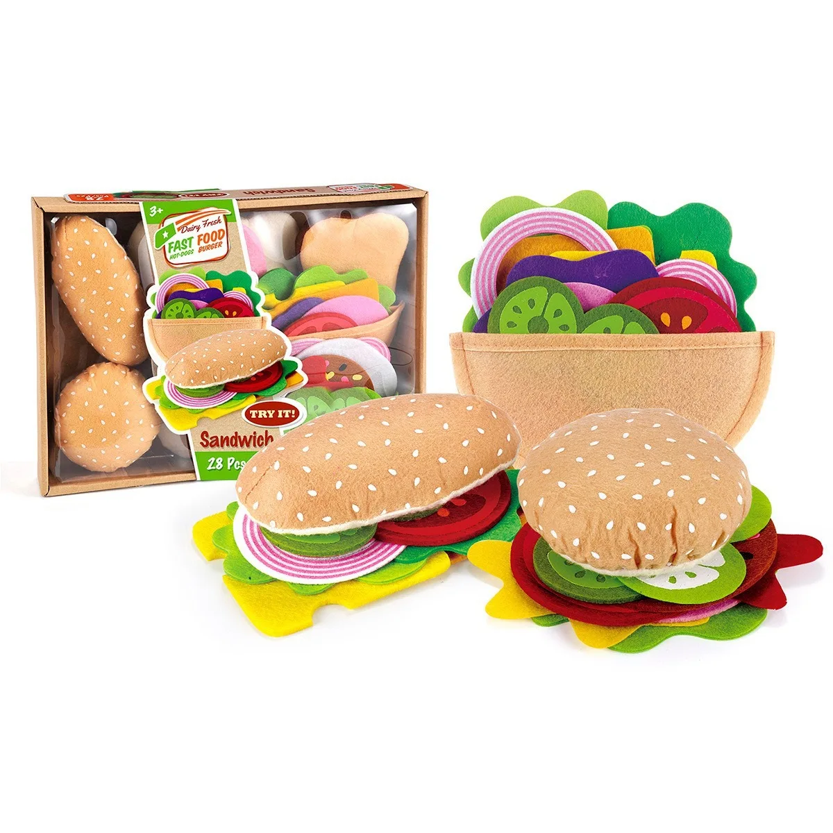 ชุดของเล่นเบอร์เกอร์แซนด์วิชทำ - Kids Outdoor Kitchen Accessories บทวิจารณ์และราคา